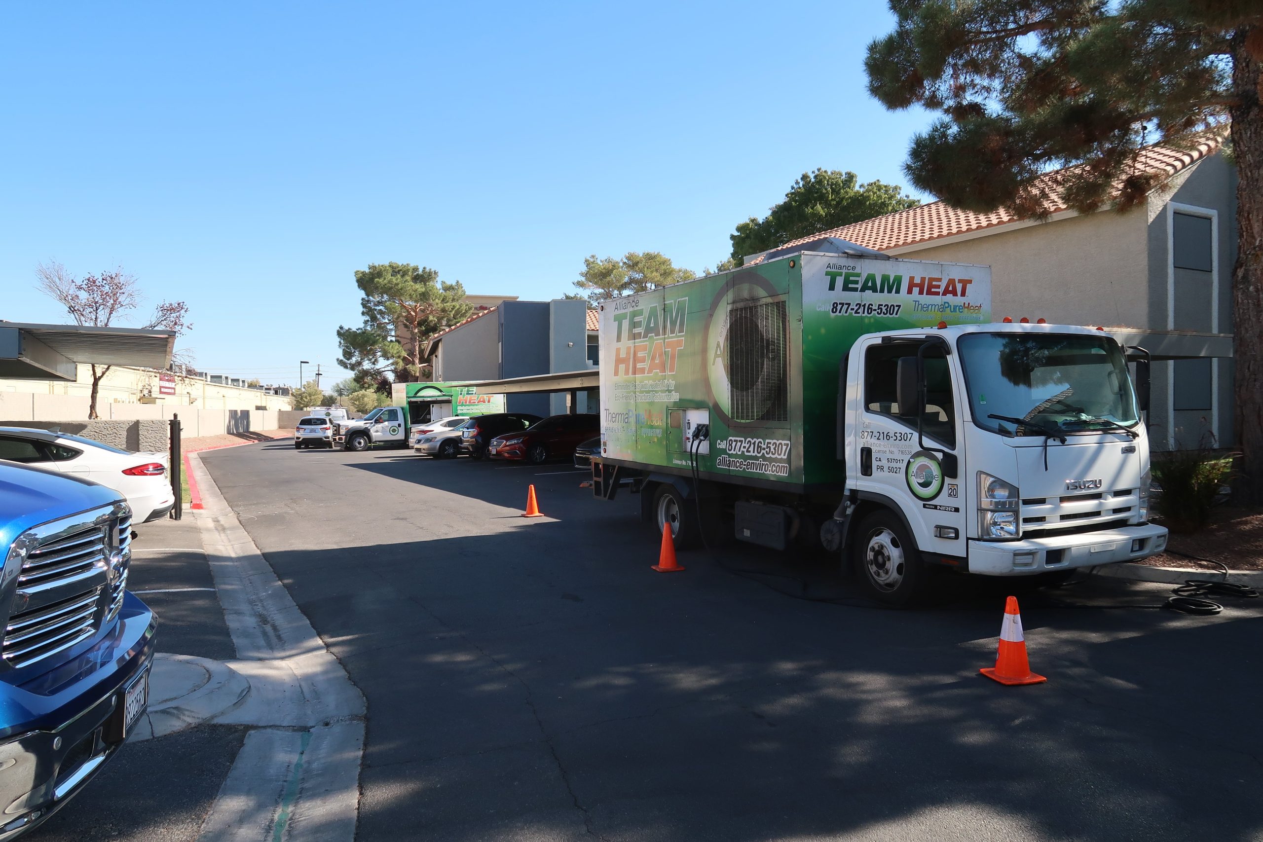 Street safely cautioned off for service truck