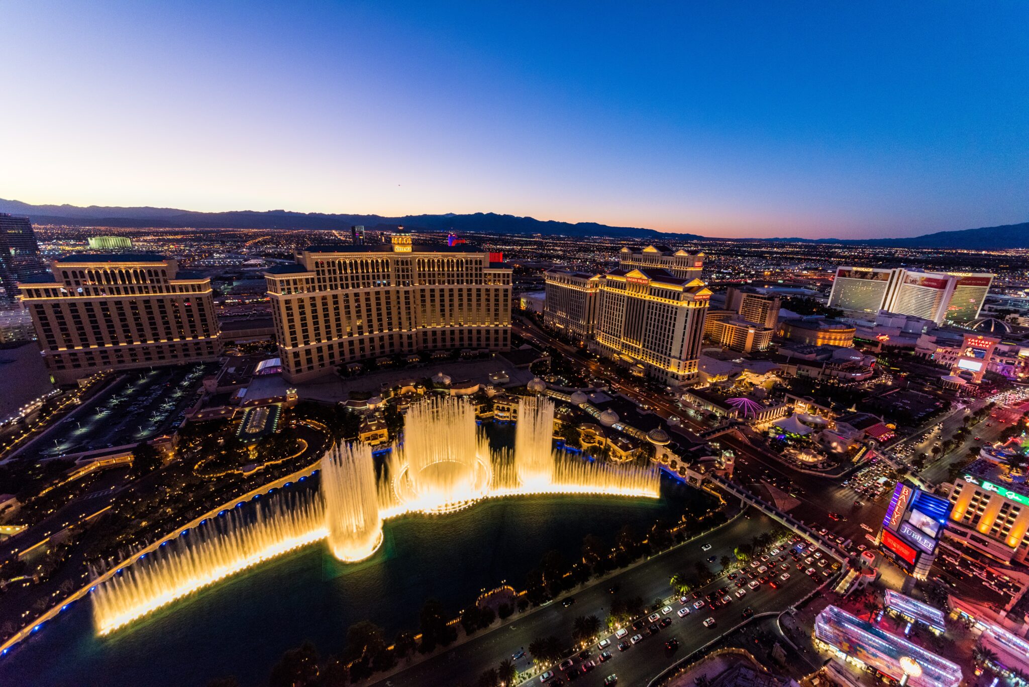 View of a bright Las Vegas strip at dusk | Asbestos Abatement Company in Las Vegas