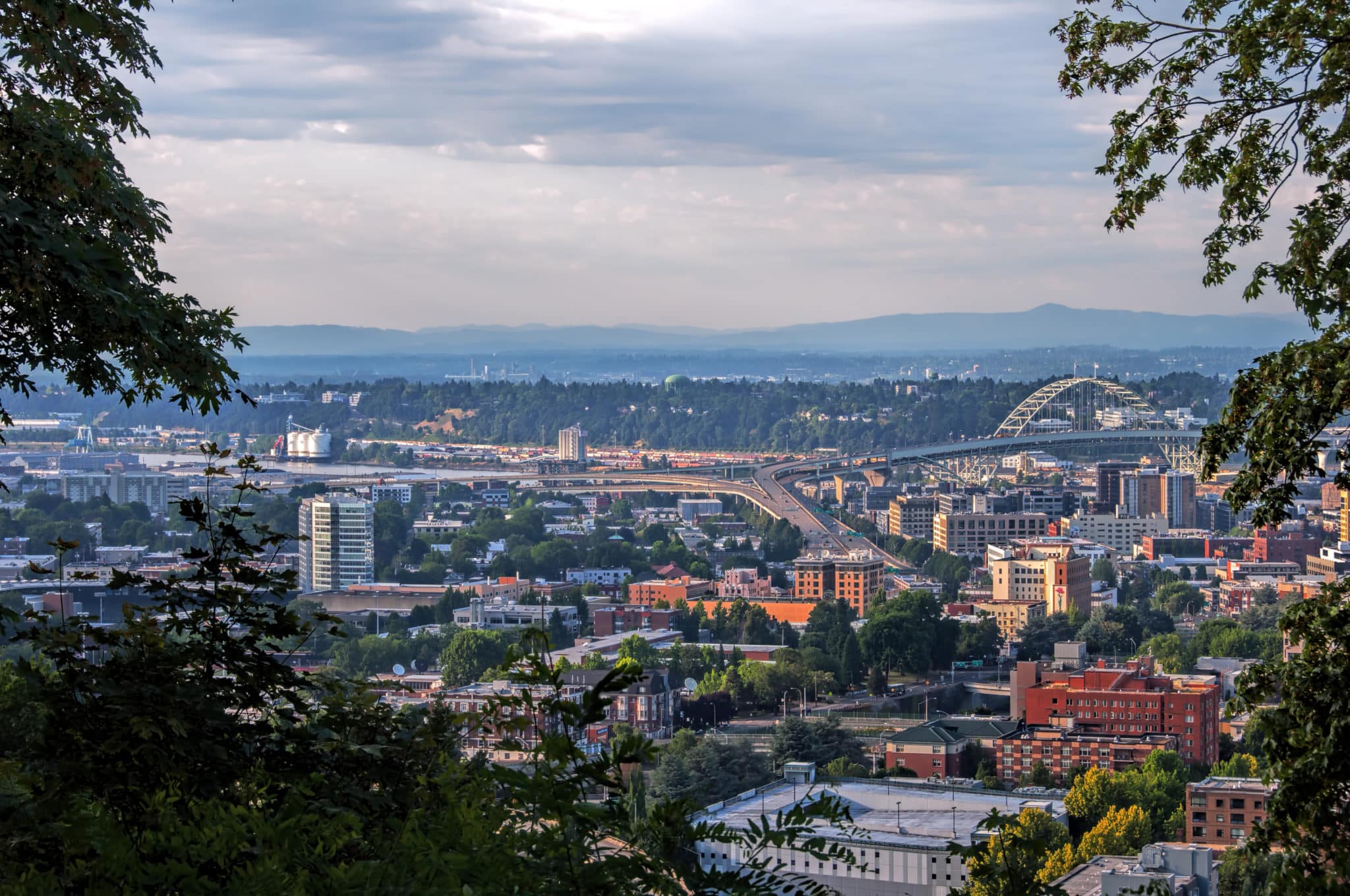 View of Portland, Oregon from trees | Certified indoor air quality services in Portland